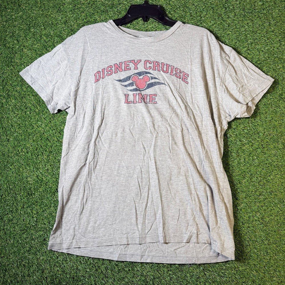 Disney Cruise Line T-Shirt Unisex Gray Mickey Logo Nautical Tee Size L‎
